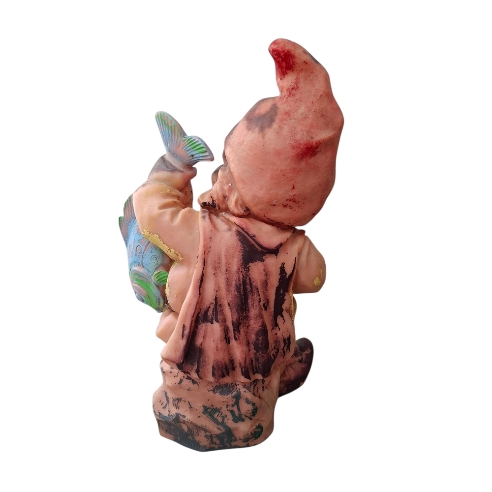 Vintage Resin Garden Gnome Statues Set of 2 Painted Weathered Look Heissner - Picture 8 of 15